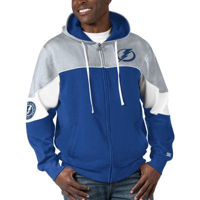 Men's Starter Blue/Gray Tampa Bay Lightning Power Forward Full-Zip Hoodie