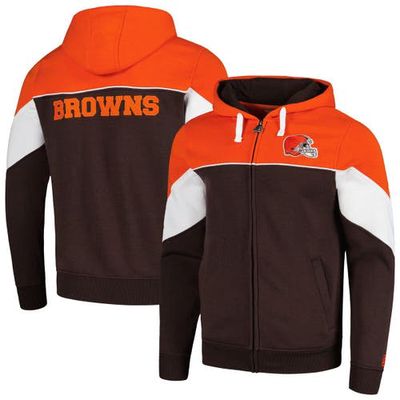 Men's Starter Brown/Orange Cleveland Browns Running Back Full-Zip Hoodie