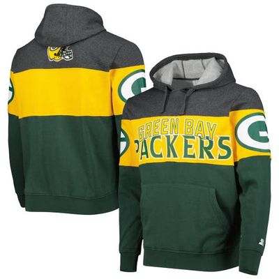 Men's Starter Green/Heather Charcoal Green Bay Packers Extreme Pullover Hoodie