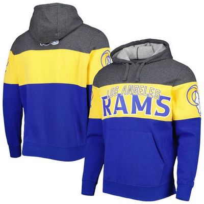 Men's Starter Heather Charcoal/Royal Los Angeles Rams Extreme Pullover Hoodie in Heather Gray