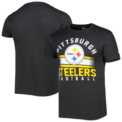 Men's Starter Heathered Black Pittsburgh Steelers Prime Time T-Shirt in Heather Black