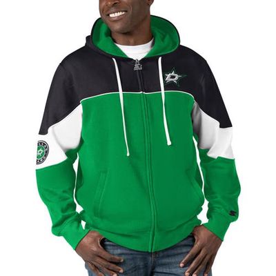 Men's Starter Kelly Green/Black Dallas Stars Power Forward Full-Zip Hoodie