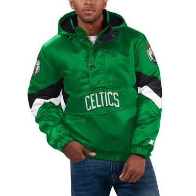 Men's Starter Kelly Green Boston Celtics Force Play Satin Hoodie Half-Zip Jacket