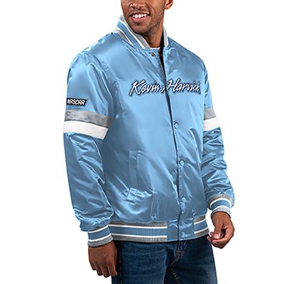 Men's Starter Light Blue Kevin Harvick Home Game Full-Snap Varsity Jacket