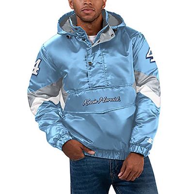 Men's Starter Light Blue Kevin Harvick Home Team Satin Half-Zip Hoodie