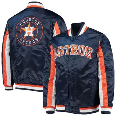 Men's Starter Navy Houston Astros The Ace Satin Full-Snap Jacket