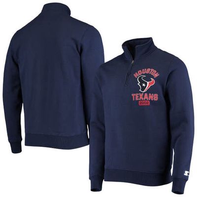 Men's Starter Navy Houston Texans Heisman Fleece Quarter-Zip Jacket