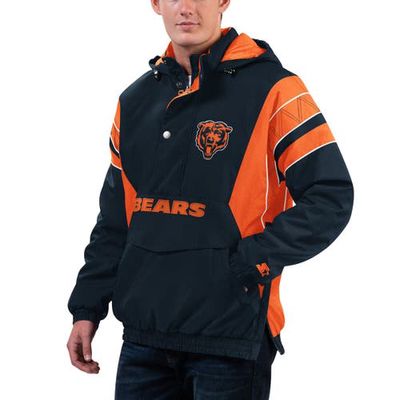 Men's Starter Navy/Orange Chicago Bears Home Team Half-Zip Hoodie Jacket