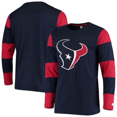 Men's Starter Navy/Red Houston Texans Field Jersey Long Sleeve T-Shirt