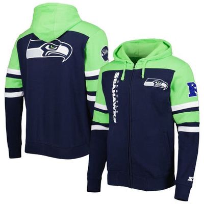 Men's Starter Navy Seattle Seahawks Extreme Full-Zip Hoodie Jacket