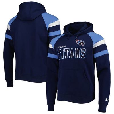 Men's Starter Navy Tennessee Titans Draft Fleece Raglan Pullover Hoodie