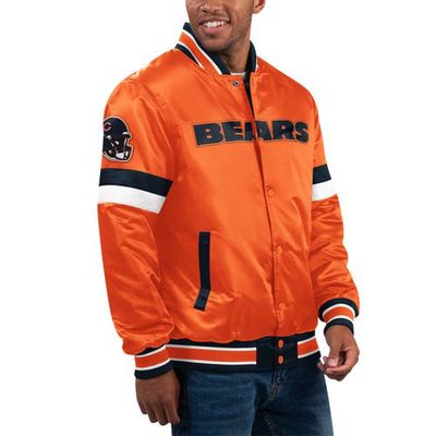 Men's Starter Orange Chicago Bears Home Game Satin Full-Snap Varsity Jacket