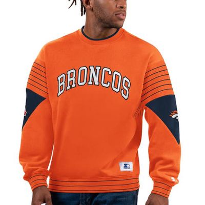 Men's Starter Orange Denver Broncos Face-Off Pullover Sweatshirt