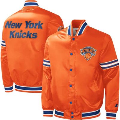 Men's Starter Orange New York Knicks Slider Satin Full-Snap Varsity Jacket