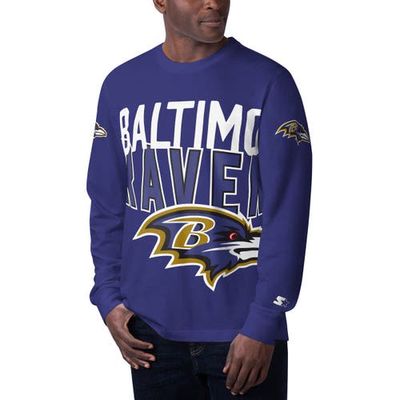Men's Starter Purple Baltimore Ravens Clutch Hit Long Sleeve T-Shirt