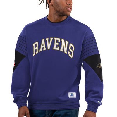 Men's Starter Purple Baltimore Ravens Face-Off Pullover Sweatshirt