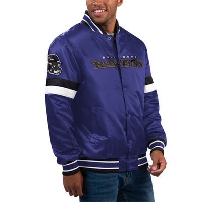 Men's Starter Purple Baltimore Ravens Home Game Satin Full-Snap Varsity Jacket