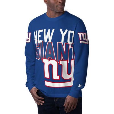Men's Starter Royal New York Giants Clutch Hit Long Sleeve T-Shirt