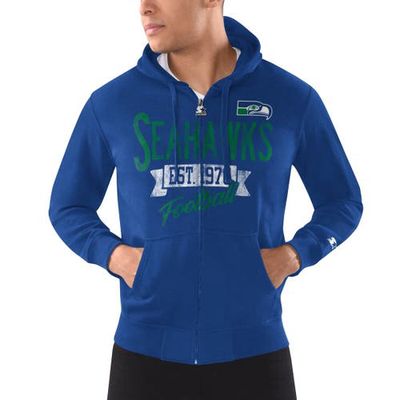 Men's Starter Royal Seattle Seahawks Gridiron Classics Post Season Full-Zip Hoodie