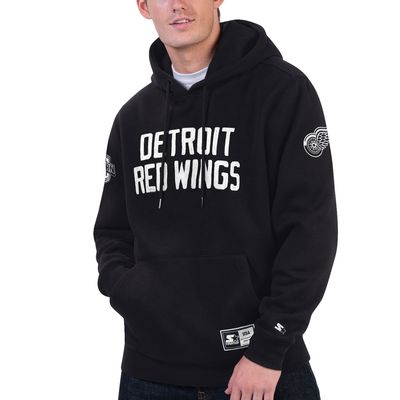 Men's Starter x NHL Black Ice Black Detroit Red Wings Pullover Hoodie