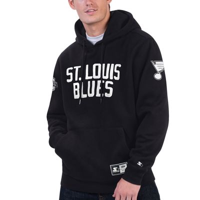 Men's Starter x NHL Black Ice Black St. Louis Blues Pullover Hoodie