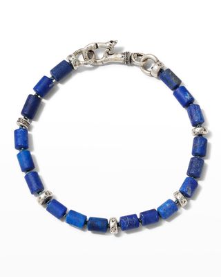 Men's Sterling Silver & Lapis Beaded Bracelet