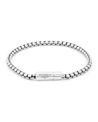 Men's Sterling Silver Box Chain Bracelet, Size XS-XXL