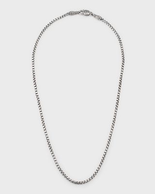 Men's Sterling Silver Box Chain Necklace, 22"L