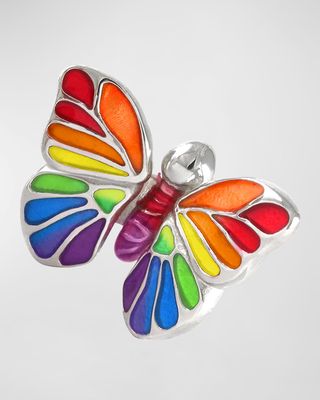 Men's Sterling Silver Hand-Painted Enamel Butterfly Lapel Pin