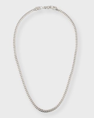 Men's Sterling Silver Thin Cuban Chain Necklace