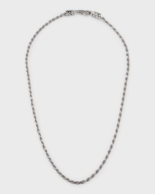 Men's Sterling Silver Thin Rope Chain Necklace, 22"L