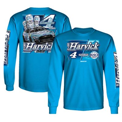 Men's Stewart-Haas Racing Team Collection Light Blue Kevin Harvick 2023 #4 Busch Light Long Sleeve T-Shirt