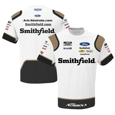 Men's Stewart-Haas Racing Team Collection White Aric Almirola Smithfield Sublimated Team Uniform T-Shirt