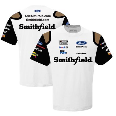 Men's Stewart-Haas Racing Team Collection White Aric Almirola Smithfield Sublimated Uniform T-Shirt