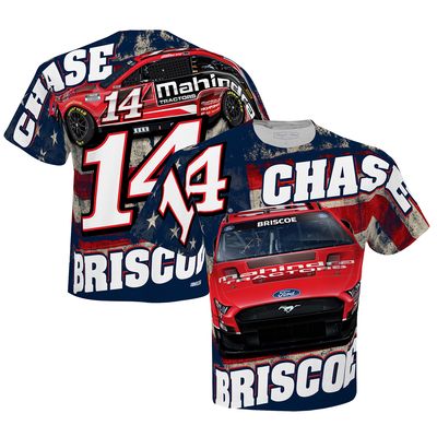 Men's Stewart-Haas Racing Team Collection White Chase Briscoe Mahindra Sublimated Patriotic Total Print T-Shirt