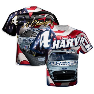 Men's Stewart-Haas Racing Team Collection White Kevin Harvick Sublimated Patriotic T-Shirt