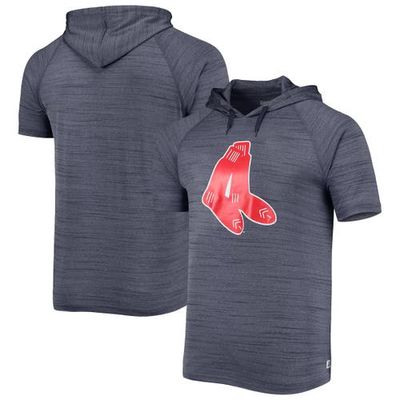 Men's Stitches Navy Boston Red Sox Space-Dye Raglan Hoodie T-Shirt