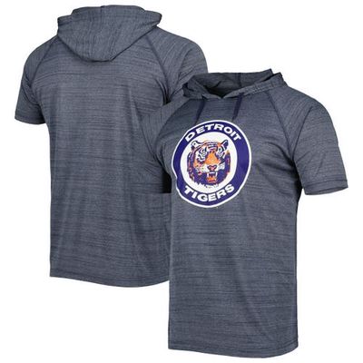 Men's Stitches Navy Detroit Tigers Space-Dye Raglan Hoodie T-Shirt