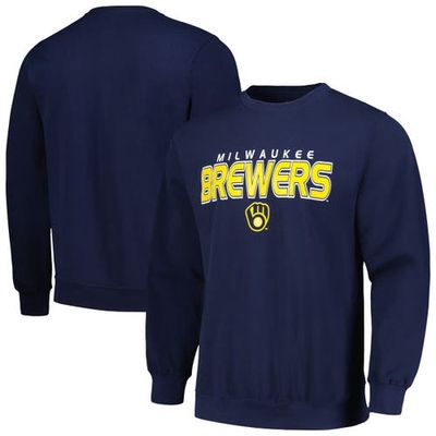 Men's Stitches Navy Milwaukee Brewers Pullover Sweatshirt