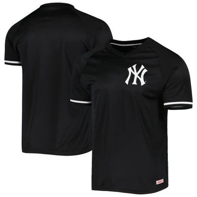 Men's Stitches New York Yankees Black Raglan V-Neck Jersey