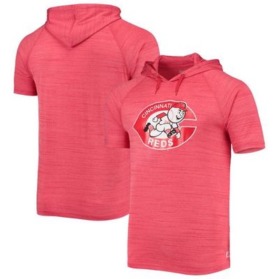 Men's Stitches Red Cincinnati Reds Space-Dye Raglan Hoodie T-Shirt