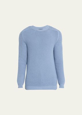 Men's Stonewashed Cashmere Ribbed Crewneck Sweater