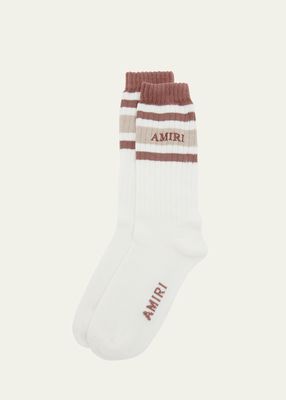 Men's Stripe Amiri Stack Chunky Knit Crew Socks