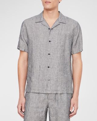 Men's Stripe Hemp Short-Sleeve Overshirt