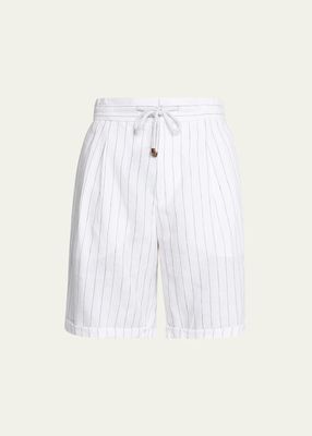 Men's Stripe Linen Bermuda Shorts