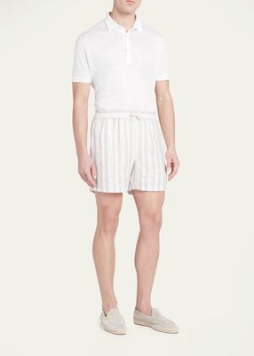 Men's Stripe Linen Drawstring Shorts