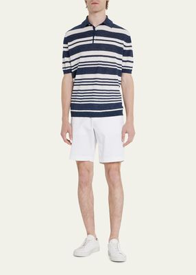 Men's Stripe Linen Polo Sweater