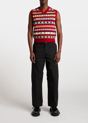 Men's Stripe Logo Jacquard Knit Vest