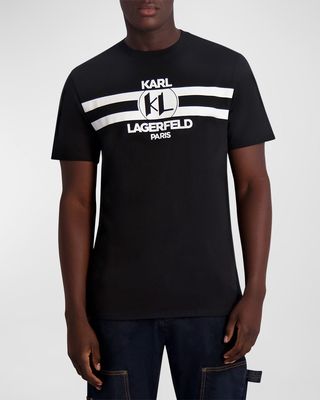 Men's Stripe Logo-Print Cotton T-Shirt