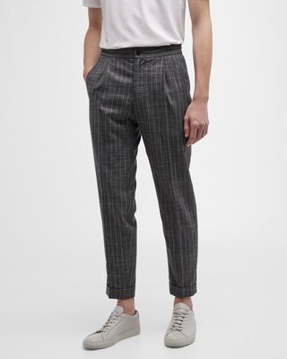 Men's Stripe Pleated Trousers